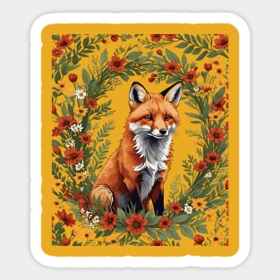 Mississippi Red Fox Surrounded By Tickseed Flowers 2 Sticker